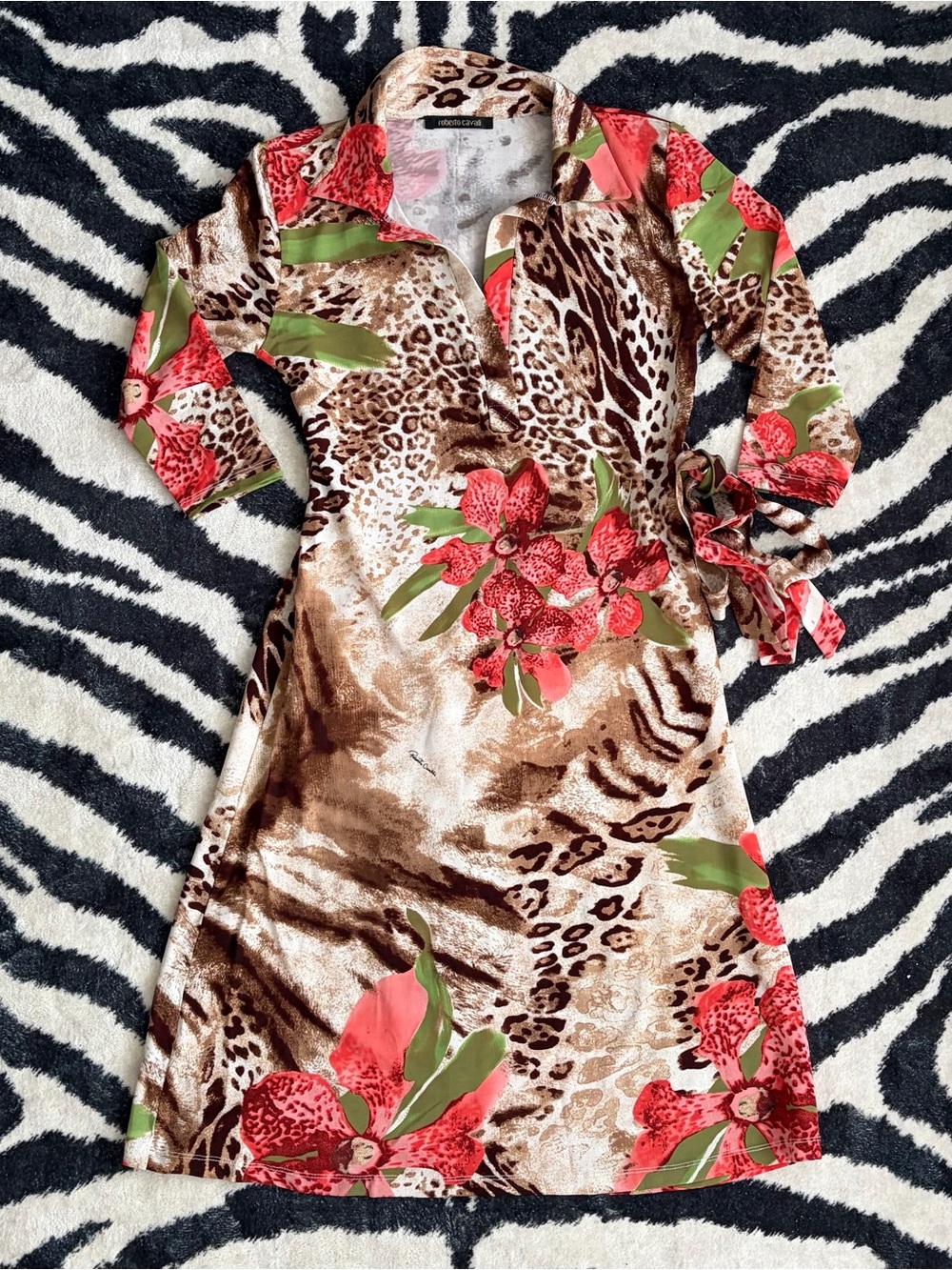 Vintage Roberto Cavalli Orchid Animal Print Dress - Picture 2 of 13